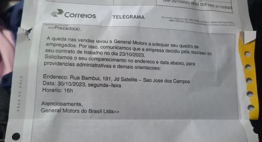 GM demite funcionários por telegrama